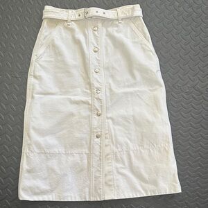 Rag & Bone White Button-Front Midi Skirt